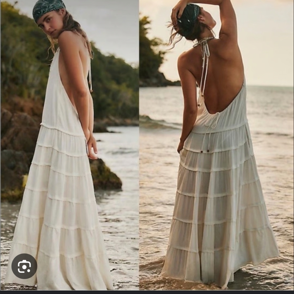 Free People Somewhere Sunny Drop-Waist Maxi Dress Size Small New $118